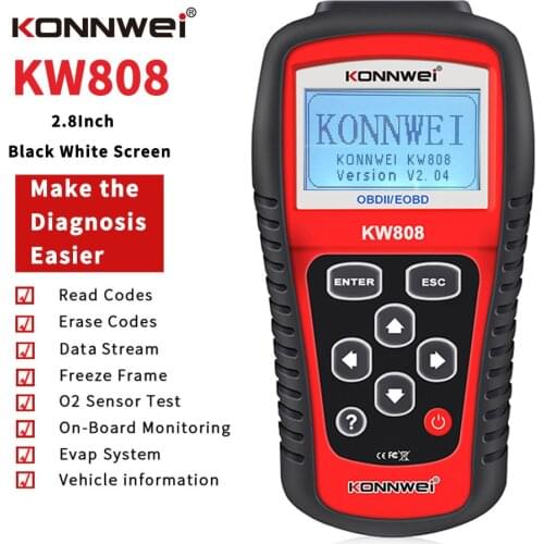 Handheld KW808 OBD II Car Scanner Automotive Diagnostic Tool Tester Support Most Protocol Engine Fualt Detector OBD2 Code Reader