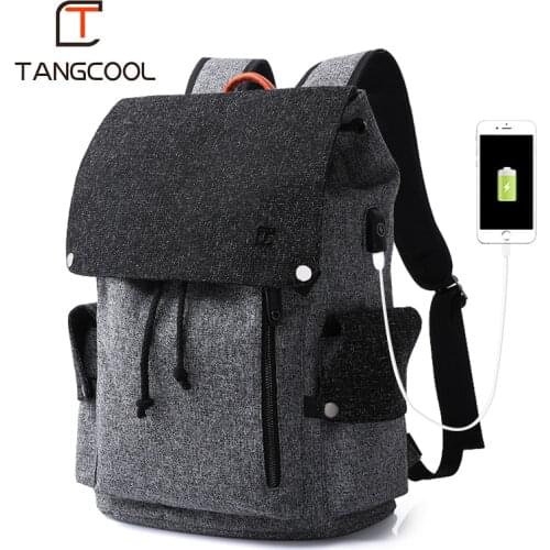 Tangcool Brand Casual Men Backpack Teenager Student Large capacity School Bag USB Charging Port Rucksack Unisex Waterproof Bag