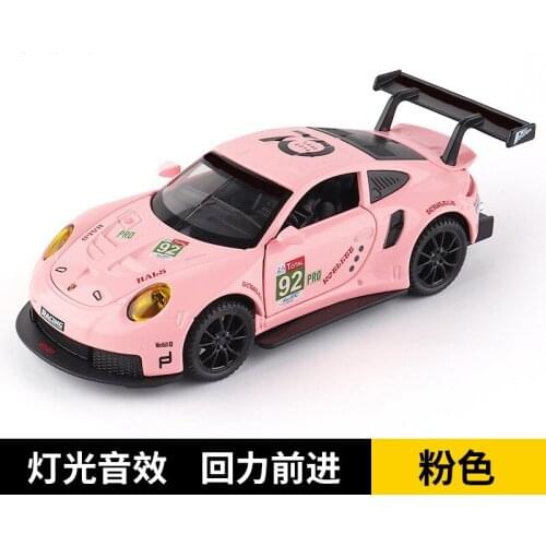1:32 high simulation super sports car RSR simulation alloy car model pull back sound and light ornaments for children gifts