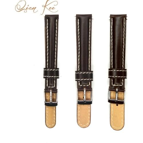 YQI Watch Band 12mm 14mm 16mm Italian Oil Leather Dark Coffee Watchband Genuine Leather Strap For Hour Belt Watches Vintage