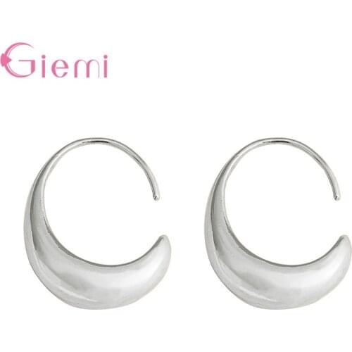 Silver 925 Jewelry C type Minimalist Ear Hoops Earrings For Women Sterling Silver Fine Jewelry Pendientes Christmas Gift