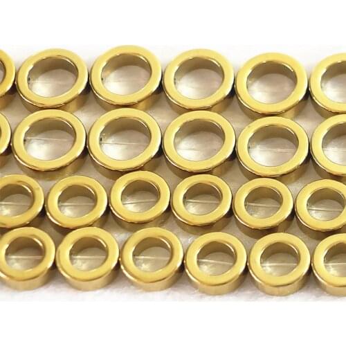Charms gold-color hematite stone circle Ring shape 6mm 8mm 10mm 12mm loose Beads diy Jewelry B196