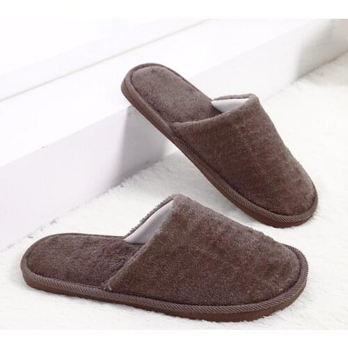 Flat Slippers House Man Winter Warm Plush Slippers Casual Flip Flop Men Indoor House Shoes Women Soft Non-slip Floor Footwear