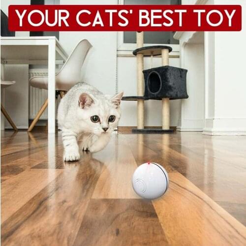 Smart Interactive Funny Cat Toy LED Light USB Charging Glow Sound Playing Chasing Hunting Game Pet 360 Degree Self Rotating Ball