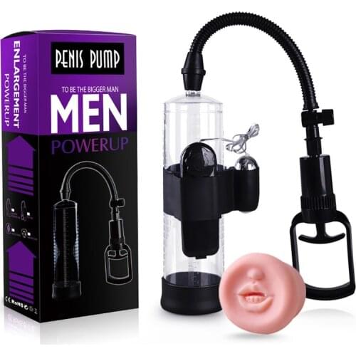 Vibrating Penis Pump With Vibrator egg Vaccuum Penis Enlargement Enhancer exerciser Penis Extender prolong Sex toy for Men