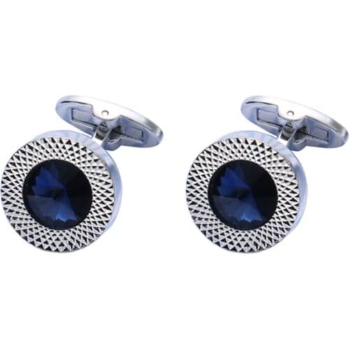 High Quality Blue Crystal Cuff links Cufflink Button Mens Wedding Party Gift Jewelry Accessory Wholesale 5 pairs/lot