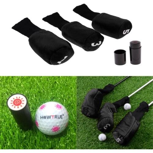 Throw-proof 3pcs/Set Long Neck Golf Wood Protector Guard Cover Sleeve Protector & Professional Ball Stamp Golf Accessories