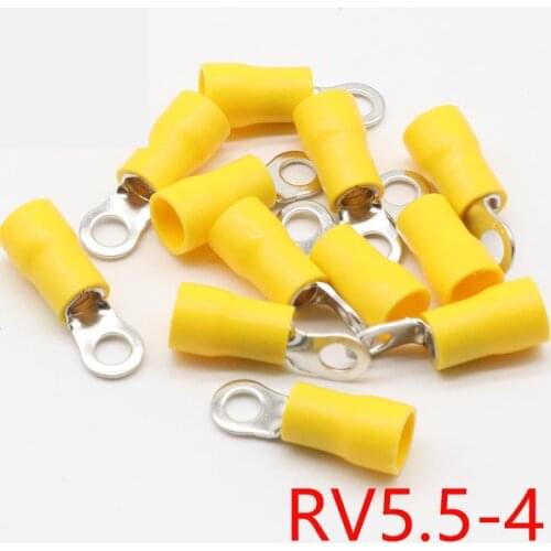 RV5.5-4 Yellow Ring insulated terminal 100PCS/Pack cable Crimp Terminal suit 4-6mm2 Cable Wire Connector RV5-4 RV
