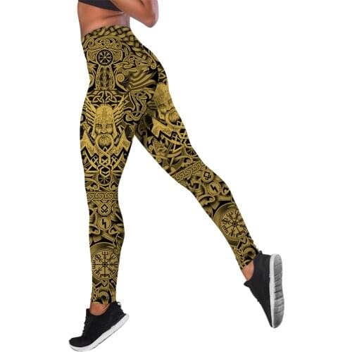 CLOOCL Women Leggings Vintage Viking Tattoo Print High Waist Elasticity Legging Fashion Female for Outdoor Fitness Jogging Pants