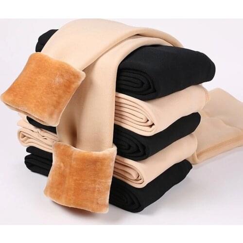 2021 Women Winter Thickened Velvet Pantyhose Bare Leg Integrated Pants Plush Nylon Leggings Warm Snow 240G 300G 350 High Waist