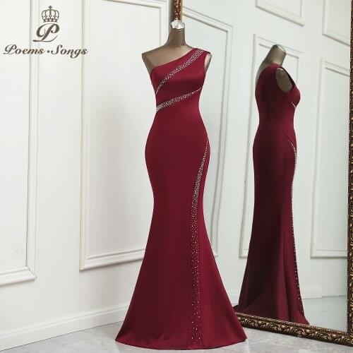 Sexy One shoulder evening dress vestidos formales vestidos de fiesta robe de soiree de mariage robe longue prom dress