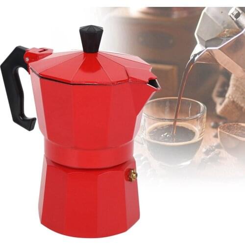 150ml 3Cup Aluminum Coffee Maker Pot Kitchen Accessory for Hone Office Coffee Shop Use(Black )