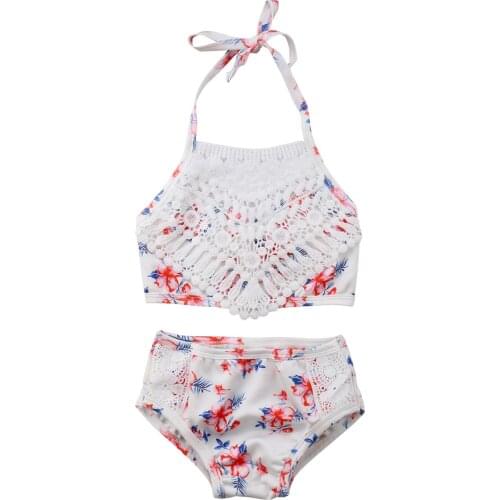 2Pcs Toddler Baby Girl Lace Swimwear Bathing Suit Bikini Outfits Swimsuit Sets