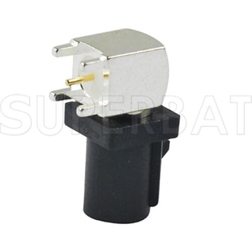 Superbat 2pcs Fakra Plug PCB Mount Angled RF Connector Black for Radio with Phantom Supply