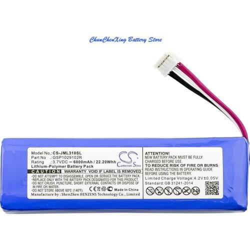 Cameron Sino 6000mAh Battery GSP1029102R for JBL Charge 2 Plus,Charge 2+,charge 3 2015,check the place of 2 red and 2 black wire