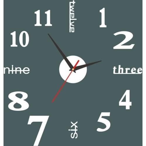 Acrylic DIY Wall Mute Clock 3D Wall Sticker Home Office Decor Stickers Living Room Home Bathroom Wall Decoration