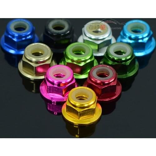 RC Car Parts RTW CNC aluminum alloy self-locking nylon anti-slip M4 tire nut remote control model cars accessories