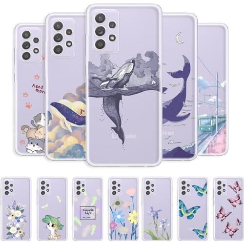 For Samsung A52 Case Soft Phone Shell on Galaxy A52 Clear Protective Case For Samsung A52 4G 5G Transparent Cover Coque Whale