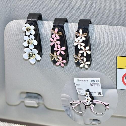 Daisy diamond spectacle rack automobile business card female Chrysanthemum silicone material Car Diamond Interior Supplies