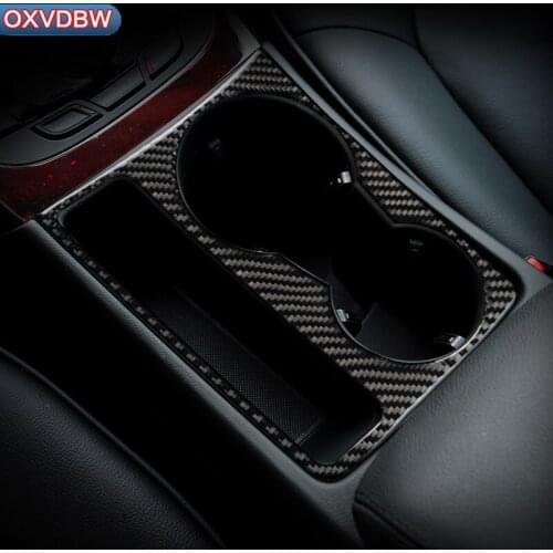 Carbon Fiber Water Cup Holder panel Trim Strip Car interior 3D Sticker For Audi A4 B8 A5 2009-2016 Car Styling Accessories
