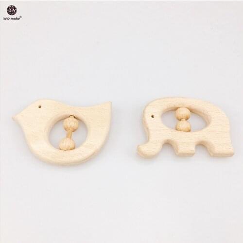 Lets Make Wood Baby Teether 10pc Nursing Teething Toy Infant Wooden Holder Handmade Rattles Teether Newborn Baby Rattles
