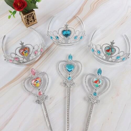 Disney Minnie Mermaid Crown Magic wand Childrens birthday party Decor crown Frozen Elsa crown magic wand Sofia girl gift