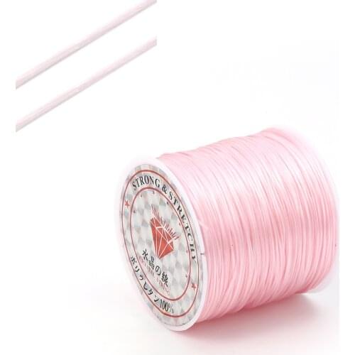 Doreen Box TPU Jewelry Wire Thread Cord Pink Orange Purple Color Elastic Wire Findings for DIY 0.5mm, 1 Roll (Approx 50 M/Roll)