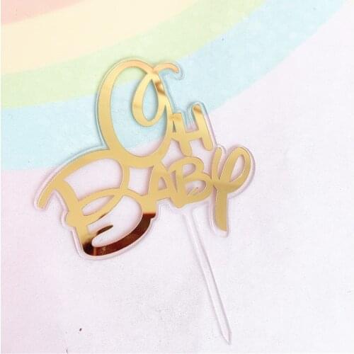 Double Candy Color Acrylic "Oh Baby" Wedding Bride Party Decoration Dessert Baking Supplies Happy Birthday Cake Topper