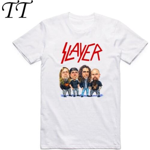Asian Size Men Printing Slayer Heavy Metal Thrash Rock Band T-shirt Summer O-Neck Short Sleeves Speed Metal Band T-shirt HCP4102