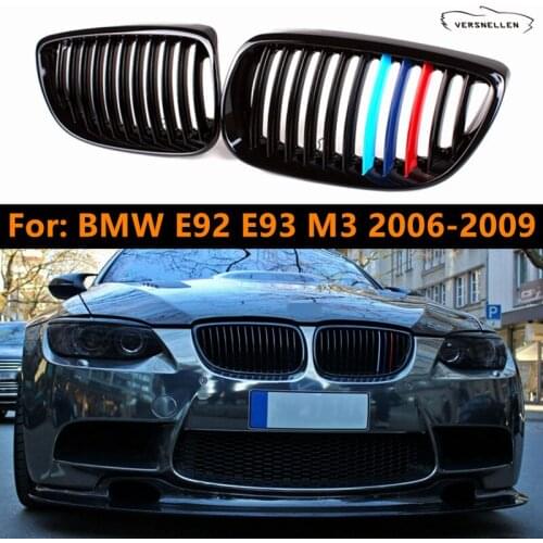 Glossy Black Racing Grill for BMW M3 E92 E93 2006-2009 Front Bumper Grile Kidney Grill Replacement Single Line Style