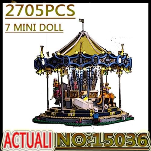 Hot Creator Expert Amusement Park Grand Carousel Model 15036 City Architecture Building Blocks Christmas Toys For Present Gifts