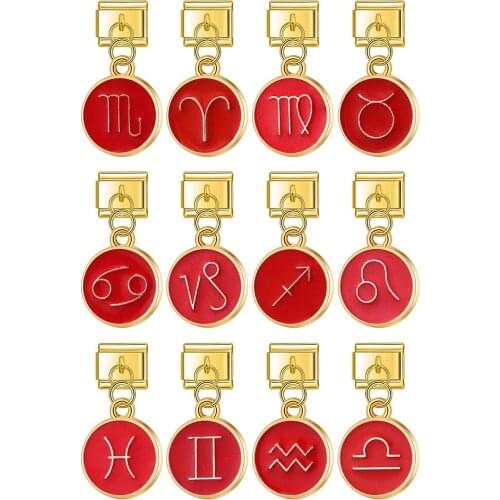 Hapiship New Fashion Original Daisy Red 12 Constellation Italian Charm Fit 9mm Bracelet Stainless Steel Jewelry Making DJ348