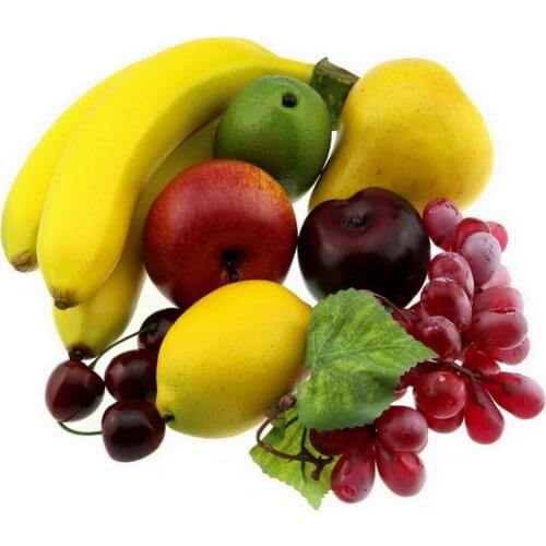 Gresorth Artificial Lifelike Apple Brin Banana Grape Lemon Pear Fake Fruit Toy Home Christmas Party Decoration - 8 Fruits