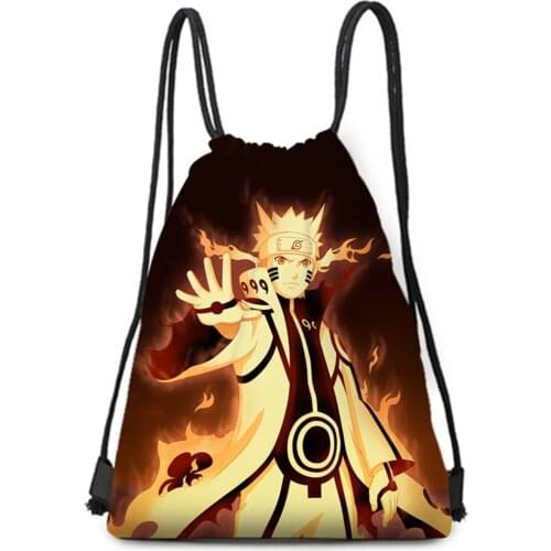 Naruto Drawstring Pocket Bag Cartoon Uzumaki 3D Decals Bag Anime Sasuke Itachi Kakashi Bag Girl Boy Children Gifts Kids Toys