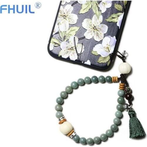 Chinese Style Natural Weathering Bodhi root Lanyard for Keys Keychain USB ID Card Phone Lanyards Keycord Badge Holder for iPhone