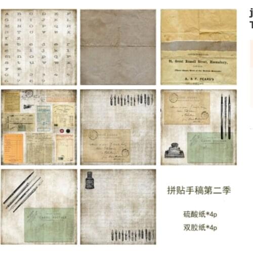 KSCRAFT 8pc Collage Handmade Background Sulfuric Acid Paper for Scrapbooking Happy Planner/Cardmaking/Journaling Project