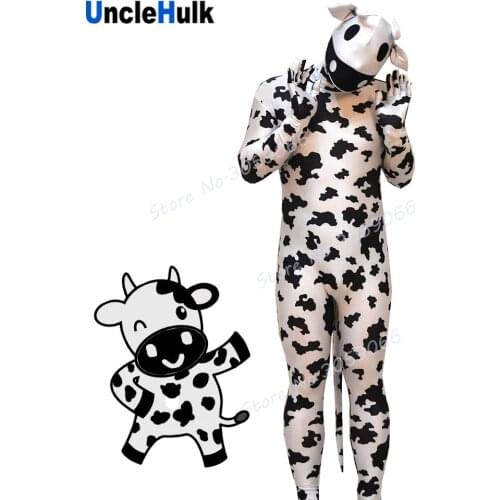 Dairy Cow Bodysuit Printed Spandex Costume - with tail | UncleHulk