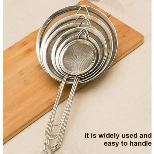 Kitchen Fine Mesh Strainer Stainless Steel Fine Mesh Strainer Tea Colander Long Handle Food Sifter Flour Sieve Baking Tool