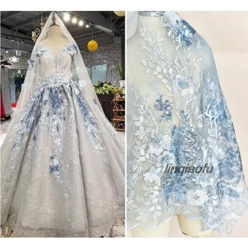 Multicolor three-dimensional sequin embroidery lace fabric wedding dress Hanfu handmade diy accessories materials