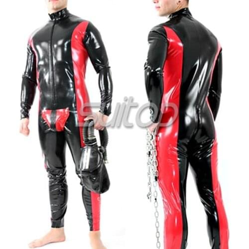 Nature latex codpiece fetish catsuit sexy latex garment clothing for man uniforms