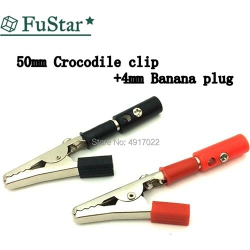 5set/10PCS IMC Hot 50mm Plastic Handle Test Probe Metal Alligator Clips+4mm Banana plug Screw Banana Silver Plate Plug Connector