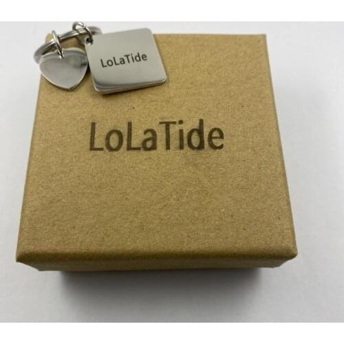 LoLaTide Personalized Heart Keychains Stainless Steel Engrave Name Customized Gift