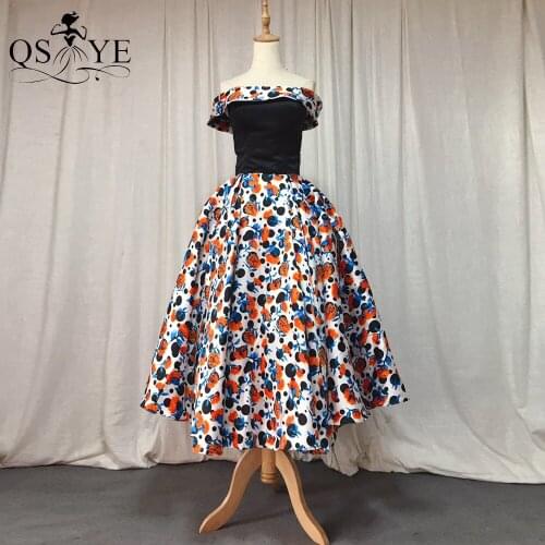 Print Flower Prom Dress Strapless Short Evening Dress Off Shoulder Black Party Girl Prom Dress Puffy A Line Fairy Gown Classic