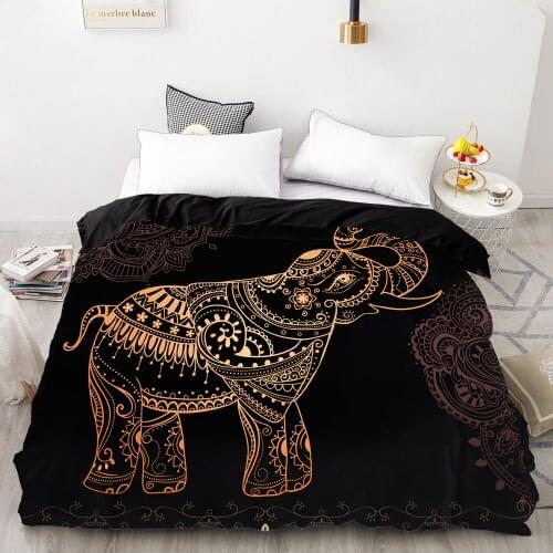 3D HD Digital Printing Custom Duvet Cover,Comforter/Quilt/Blanket case Queen King Bedding 220x240,Bedclothes Golden Elephant