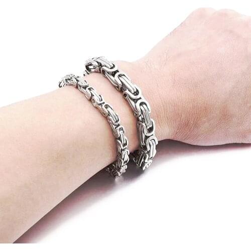 L Gold Silver Plated Stainless Stee Men Chain Bracelet Male Strand Bangle Hip Hop Rock Wristband Jewelry Wholesale Dropshipping