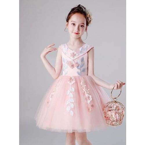 2020 New Fashion Christmas Pink Dress For Girls Puffy Mesh Dress Costume Winter Princess Dress Wedding Dress For 4-12 Year Old