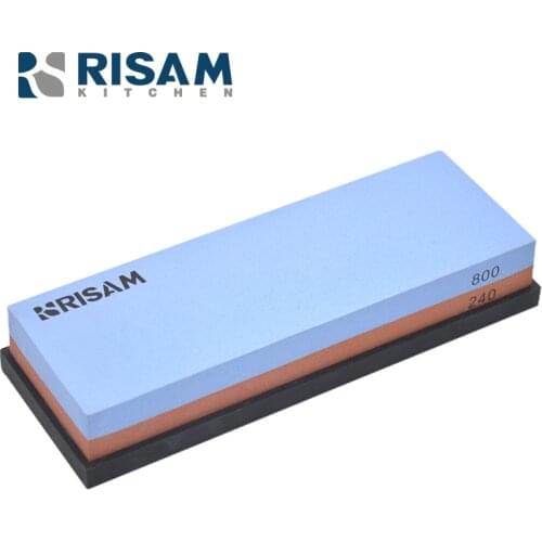 RISAMSHA 240 800 Grit Professional Kitchen Knife Sharpener Stone Double Side White Corundum Whetstone RW003
