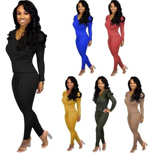 Sexy V-Neck 2-Piece Fashion Casual Suit Women