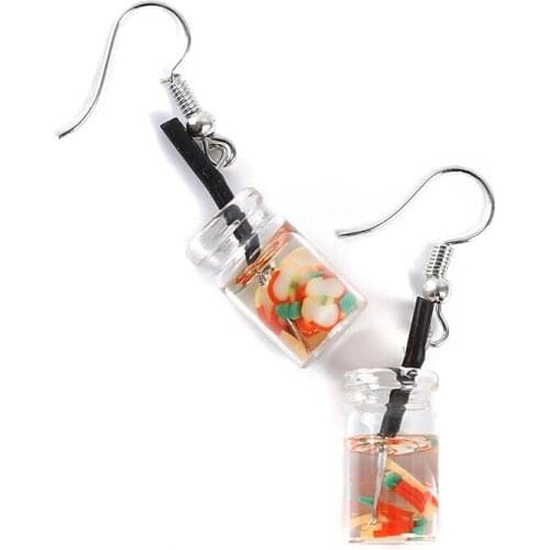 Cute Dangle Funny Earrings Fruit Juice Milk Tea Cup Candy Drop Earrings For Women Summer Womens Earrings Jewelry Accessories