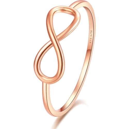 Solid AU750 18K Rose Gold Ring Women Number Eight Wedding Ring Band P6114